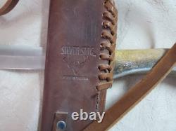 Silver Stag Knife with Antler Handle and leather case Alaska camper LN