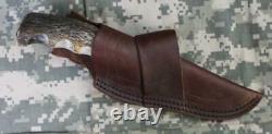 Silver Stag SG4.75ES Genuine Bullnose Fixed Blade Knife Brown Leather Sheath