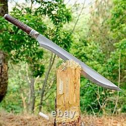 Single-Edged Medieval Viking Sword with Sheath, 18-inch Hand forged Blade