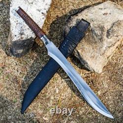 Single-Edged Medieval Viking Sword with Sheath, 18-inch Hand forged Blade