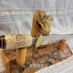 Snake skin Hunting knife with snake stand
