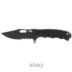 Sog 17-21-01-57 Seal FX 4.3 Serrated Blade Solid Black Tactical Fixed Knife