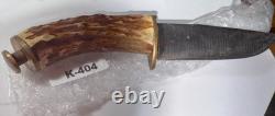 Stag Handle Fixed Blade Hunting Knife withSheath, Blade Needs Sharpening K-353
