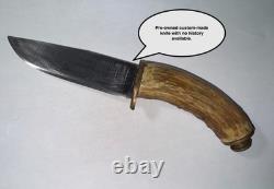 Stag Handle Fixed Blade Hunting Knife withSheath, Blade Needs Sharpening K-353