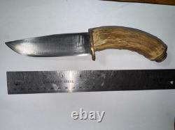 Stag Handle Fixed Blade Hunting Knife withSheath, Blade Needs Sharpening K-353