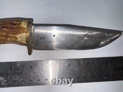 Stag Handle Fixed Blade Hunting Knife withSheath, Blade Needs Sharpening K-353