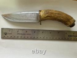 Stag Handle Fixed Blade Hunting Knife withSheath, Blade Needs Sharpening K-353