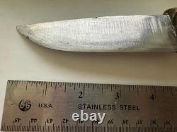 Stag Handle Fixed Blade Hunting Knife withSheath, Blade Needs Sharpening K-353