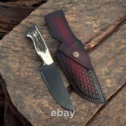 Stag handle vintage fixed blade knife usa