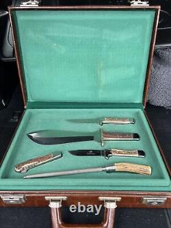 Super Rare Leegebruch German Stag Hunting Knife Set Salesman White Hunter Puma