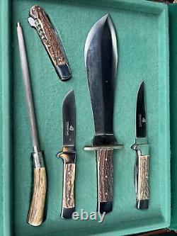 Super Rare Leegebruch German Stag Hunting Knife Set Salesman White Hunter Puma