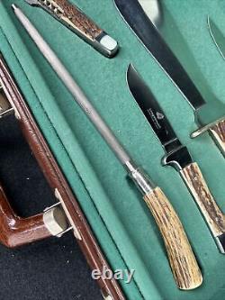 Super Rare Leegebruch German Stag Hunting Knife Set Salesman White Hunter Puma