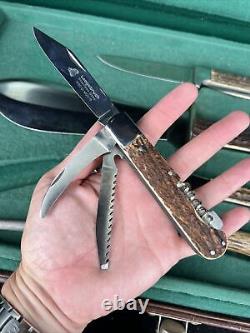 Super Rare Leegebruch German Stag Hunting Knife Set Salesman White Hunter Puma