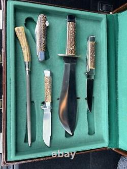 Super Rare Leegebruch German Stag Hunting Knife Set Salesman White Hunter Puma