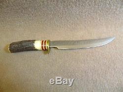 Super Rare Vintage Queen Vietnam Era Recon 11 5/8 Stag Knife with Original Sheath