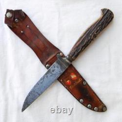 Switzerland Grindelwald 1950th vintage ROCO hunting knife, stag, original sheath