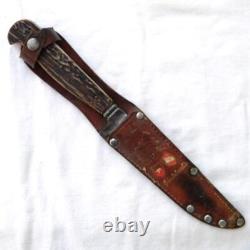 Switzerland Grindelwald 1950th vintage ROCO hunting knife, stag, original sheath