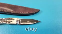 T. W. Downing Custom Knife Drop Point Hunter + Leather Sheath Cuyahoga OH TR629