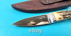 T. W. Downing Custom Knife Drop Point Hunter + Leather Sheath Cuyahoga OH TR629