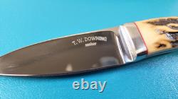 T. W. Downing Custom Knife Drop Point Hunter + Leather Sheath Cuyahoga OH TR629