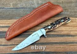 TK Steingass Small Hunter EDC, 3.75 W2 Hamon Blade, Sandbar Stg, Leather Sheath