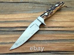 TK Steingass Small Hunter EDC, 3.75 W2 Hamon Blade, Sandbar Stg, Leather Sheath