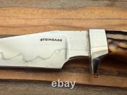 TK Steingass Small Hunter EDC, 3.75 W2 Hamon Blade, Sandbar Stg, Leather Sheath