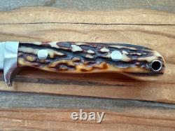TK Steingass Small Hunter EDC, 3.75 W2 Hamon Blade, Sandbar Stg, Leather Sheath