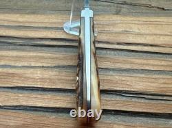 TK Steingass Small Hunter EDC, 3.75 W2 Hamon Blade, Sandbar Stg, Leather Sheath