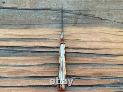 TK Steingass Small Hunter EDC, 3.75 W2 Hamon Blade, Sandbar Stg, Leather Sheath