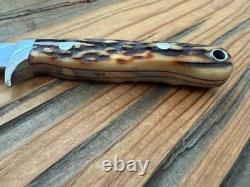 TK Steingass Small Hunter EDC, 3.75 W2 Hamon Blade, Sandbar Stg, Leather Sheath