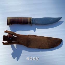 True Vintage 1940s Estwing Camp Knife First Edition Stacked Rockford Sheath USA