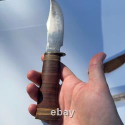 True Vintage 1940s Estwing Camp Knife First Edition Stacked Rockford Sheath USA