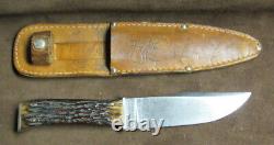 UNION CUTLERY CO. OLEAN, N. Y. KA-BAR Type 676 Bone Handled Knife with Sheath