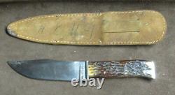 UNION CUTLERY CO. OLEAN, N. Y. KA-BAR Type 676 Bone Handled Knife with Sheath