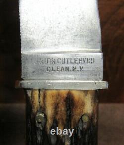 UNION CUTLERY CO. OLEAN, N. Y. KA-BAR Type 676 Bone Handled Knife with Sheath