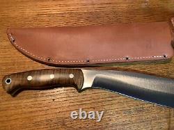 Unused Bark River Knives Ja-Nap Chopper Dark Curly Maple scales 12 Blade