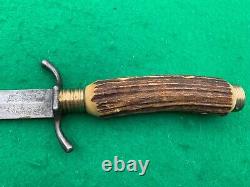 VINTAGE A. W. WADSWORTH SONS CZECHOSLOVAKIA STAG HUNTING KNIFE WithSHEATH