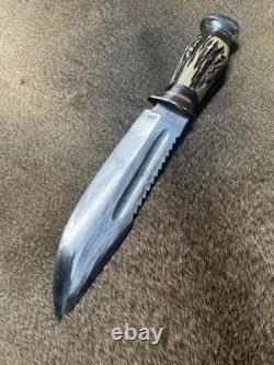 VINTAGE BOWIE STYLE SAWBACK SOLINGEN HUNTING KNIFE (great Condition) 60's 70's