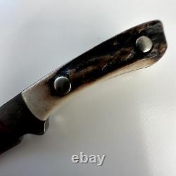 VINTAGE Cherokee Knife Fixed Blade Mini Bone Handle Drop Point