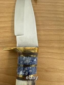 VINTAGE Custom Hand Made Hunting Guthook Skinner Knife By Harvey leather sheath