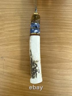 VINTAGE Custom Hand Made Hunting Guthook Skinner Knife By Harvey leather sheath
