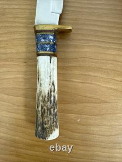 VINTAGE Custom Hand Made Hunting Guthook Skinner Knife By Harvey leather sheath