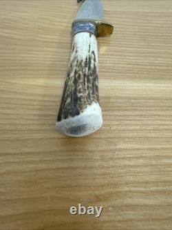VINTAGE Custom Hand Made Hunting Guthook Skinner Knife By Harvey leather sheath