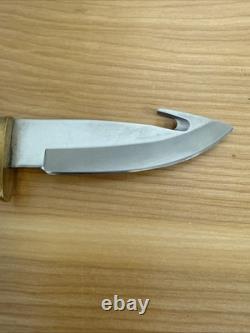 VINTAGE Custom Hand Made Hunting Guthook Skinner Knife By Harvey leather sheath