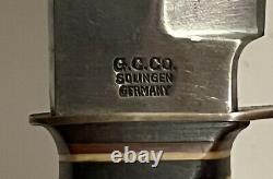 VINTAGE EDGE BRAND 485 SOLINGEN GERMANY LARGE STAG HANDLE HUNTING KNIFE WithSHEATH