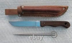 VINTAGE ERLING VANGEDAL DENMARK HUNTING FIXED BLADE KNIFE WithSHEATH AND STEEL