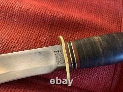 VINTAGE Marble's Ideal USA STACKED LEATHER FIXED BLADE Gladstone Michigan KNIFE