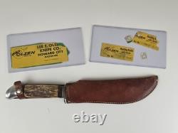 VINTAGE OLSEN KNIFE CO. GERMANY BUFFALO SKINNER 8 FIXED BLADE KNIFE With SHEATH
