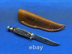 VINTAGE QUEEN USA 8 INCH HUNTING KNIFE and SHEATH D2 STEEL